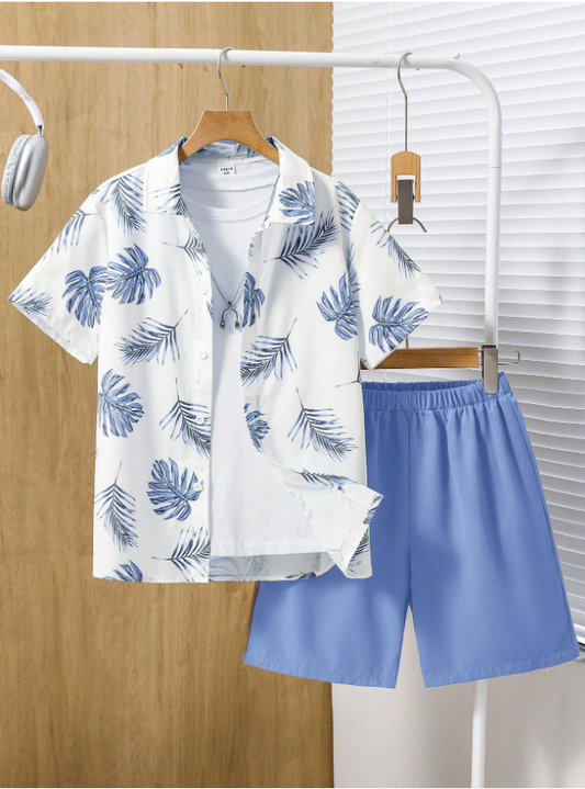 Breezy Garden Monstera Shirt & Shorts Set