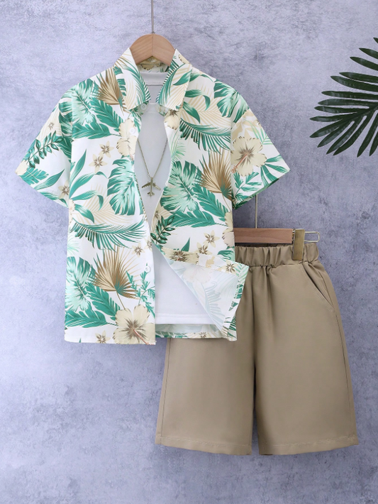 Modern Stripe Commuter Shirt & Shorts Set