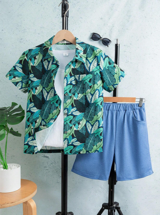 Smart Casual Striped Shirt & Shorts Set