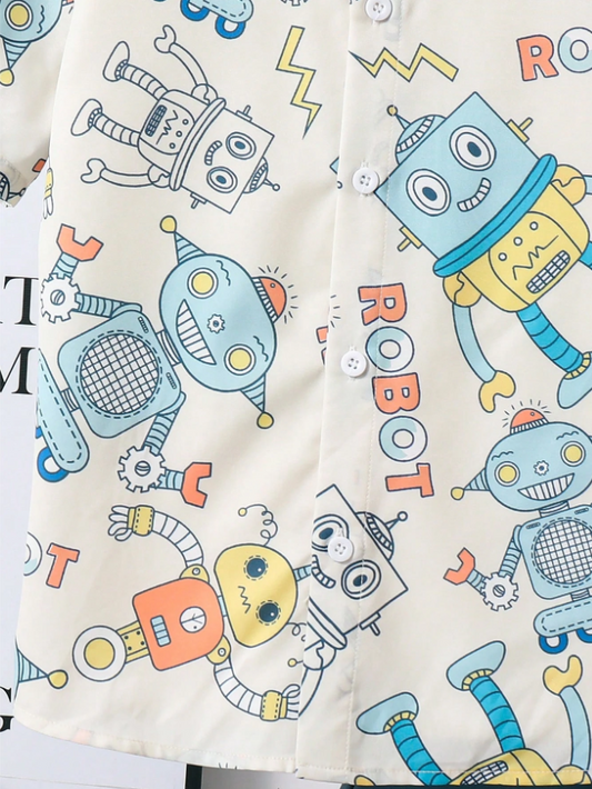 Cyber-Pal Retro Robot Shirt & Shorts Set