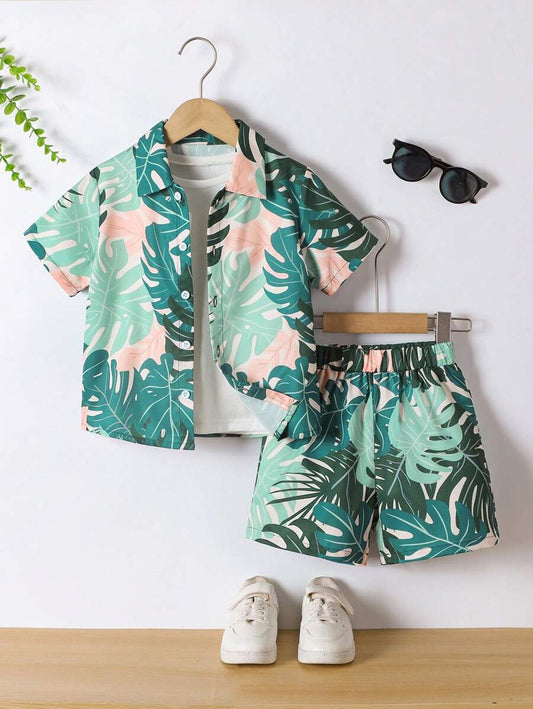 Abstract Expressionist Watercolor Shirt & Shorts Set