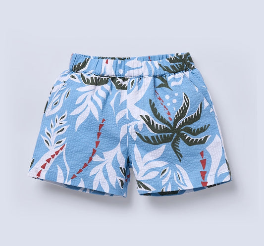 Azure Reef Seersucker Shirt & Shorts Set