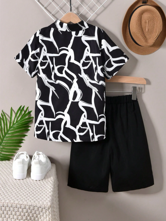 Creative Spirit Abstract Print Shirt & Shorts Set