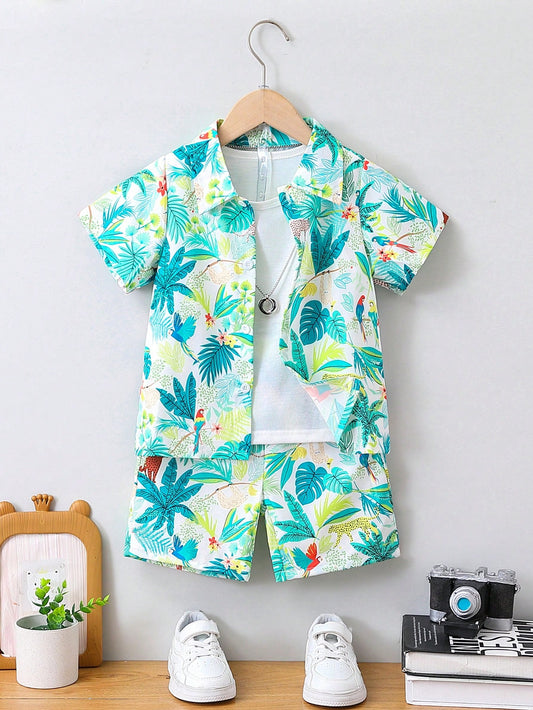 Beige Kids Cotton Top And Elastic Waist Pants Outfit