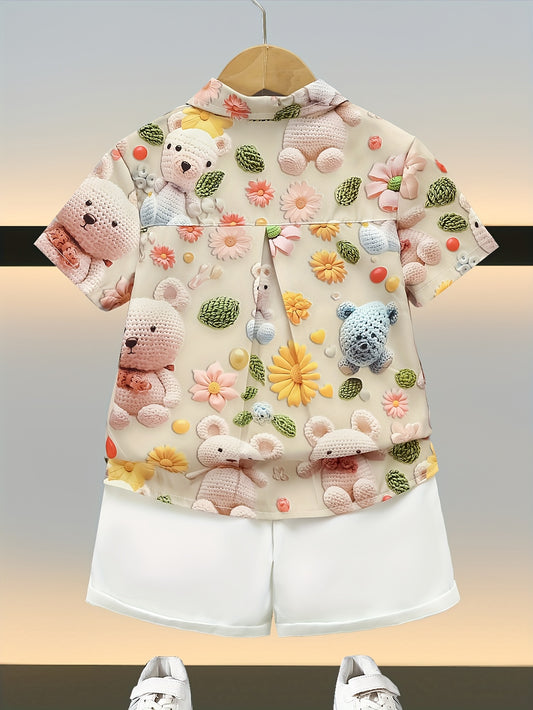 Teddy Garden 3D-Effect Shirt & Shorts Set