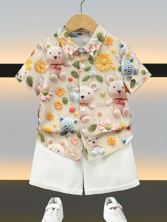 Teddy Garden 3D-Effect Shirt & Shorts Set
