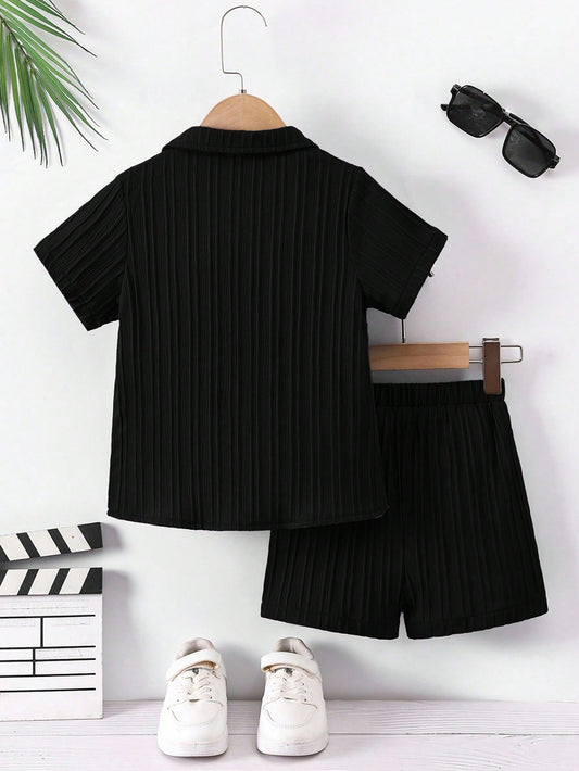 Urban Ribbed Texture Shirt & Shorts Set